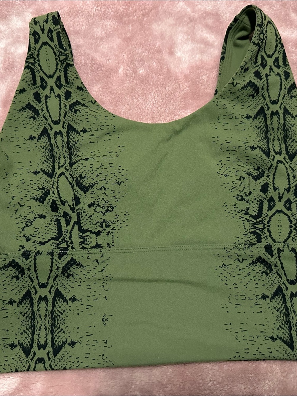 Curves N Combatboots NKD Olive green snakeskin sports bra